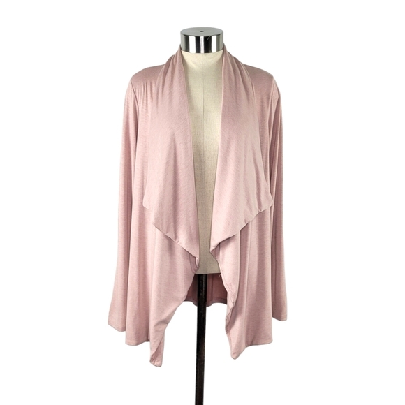 Bobeau Women's Pink Jersey Knit Open Waterfall Cardigan Sweater Size S Pink - Picture 1 of 8